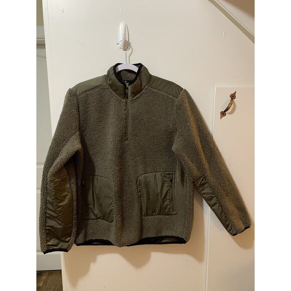 FLX Sherpa Fleece 1/4 Zip Pullover Men's Medium Olive‎ Green Outdoors Hunt Fish - Picture 1 of 13